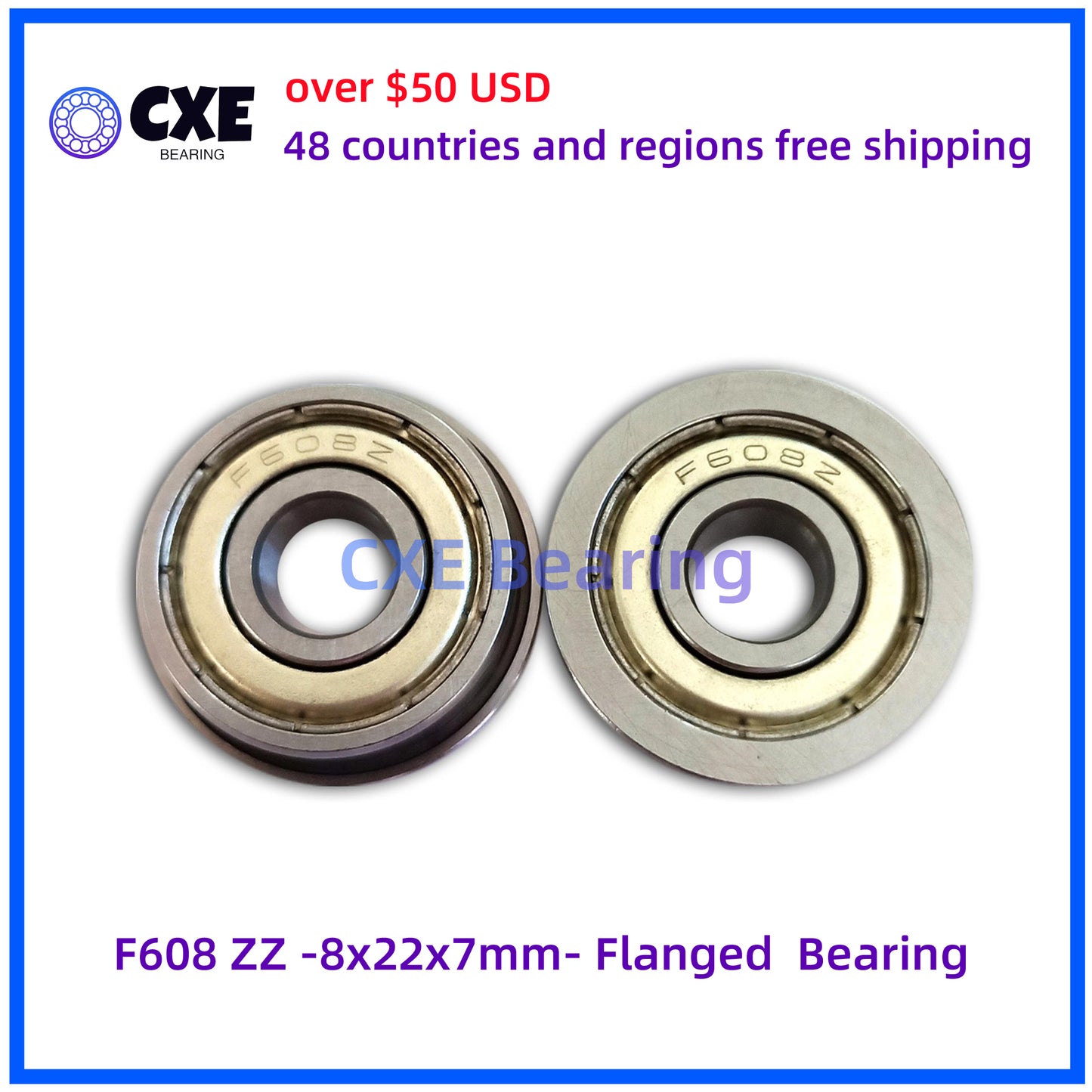 F608 ZZ -8x22x7mm- Flanged Bearing