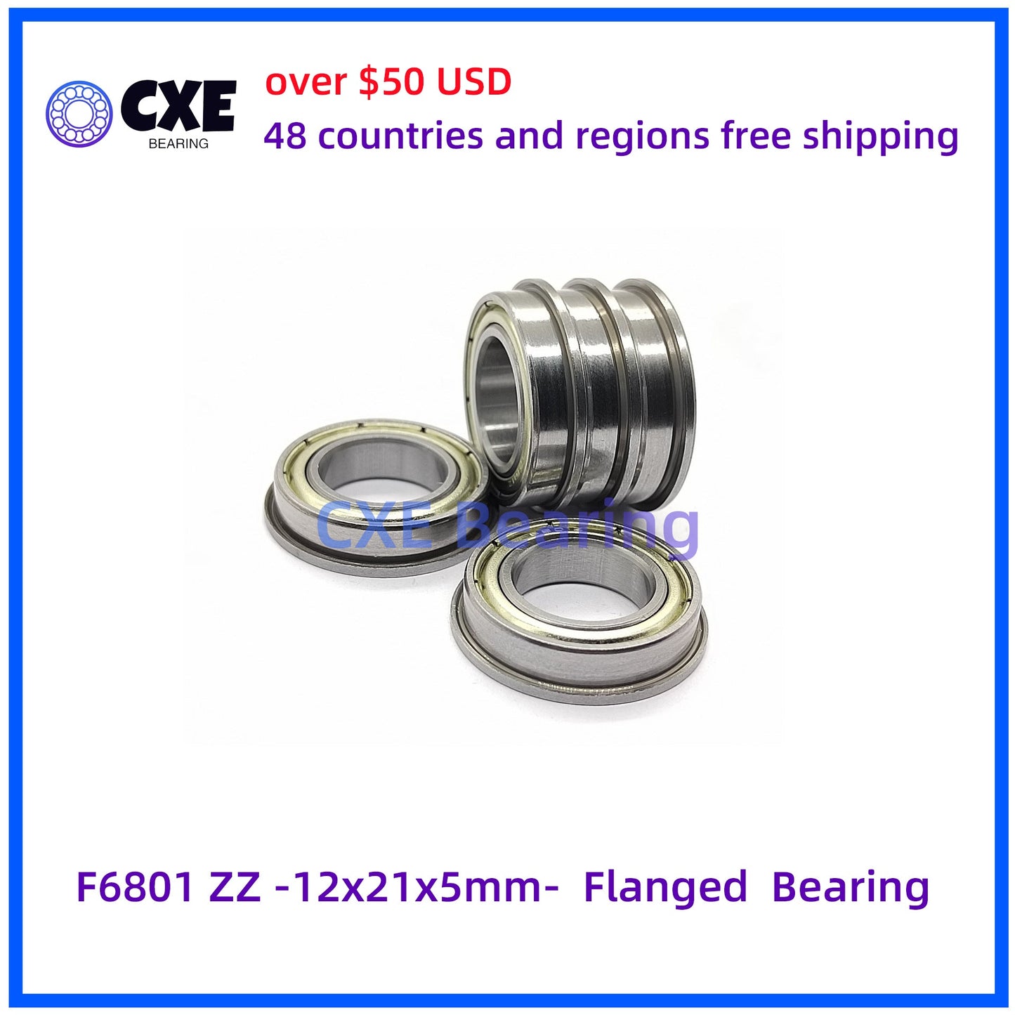 F6801 ZZ -12x21x5mm- Flanged Bearing