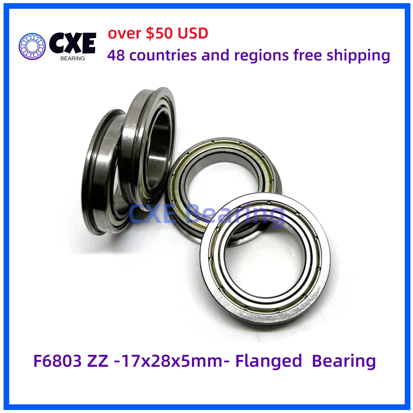F6803 ZZ -17x28x5mm- Flanged Bearing