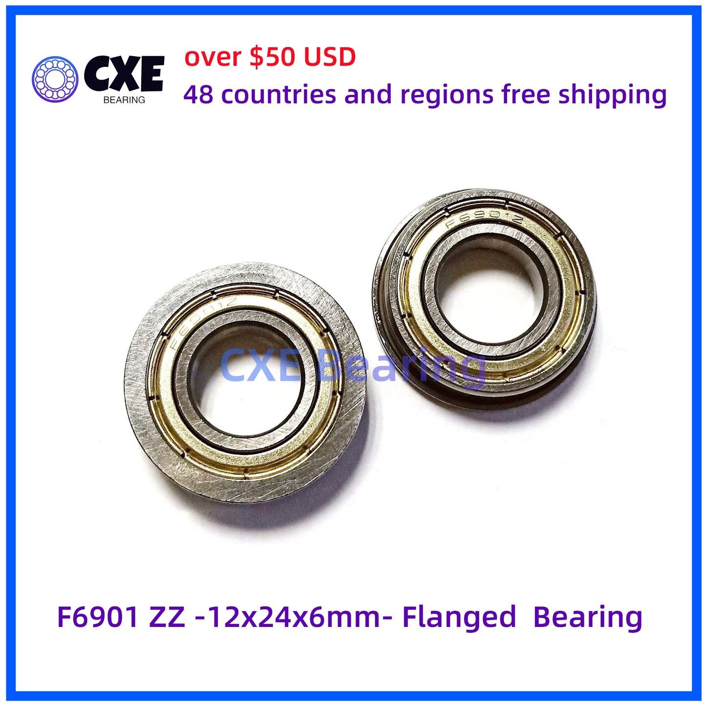 F6901 ZZ -12x24x6mm- Flanged Bearing