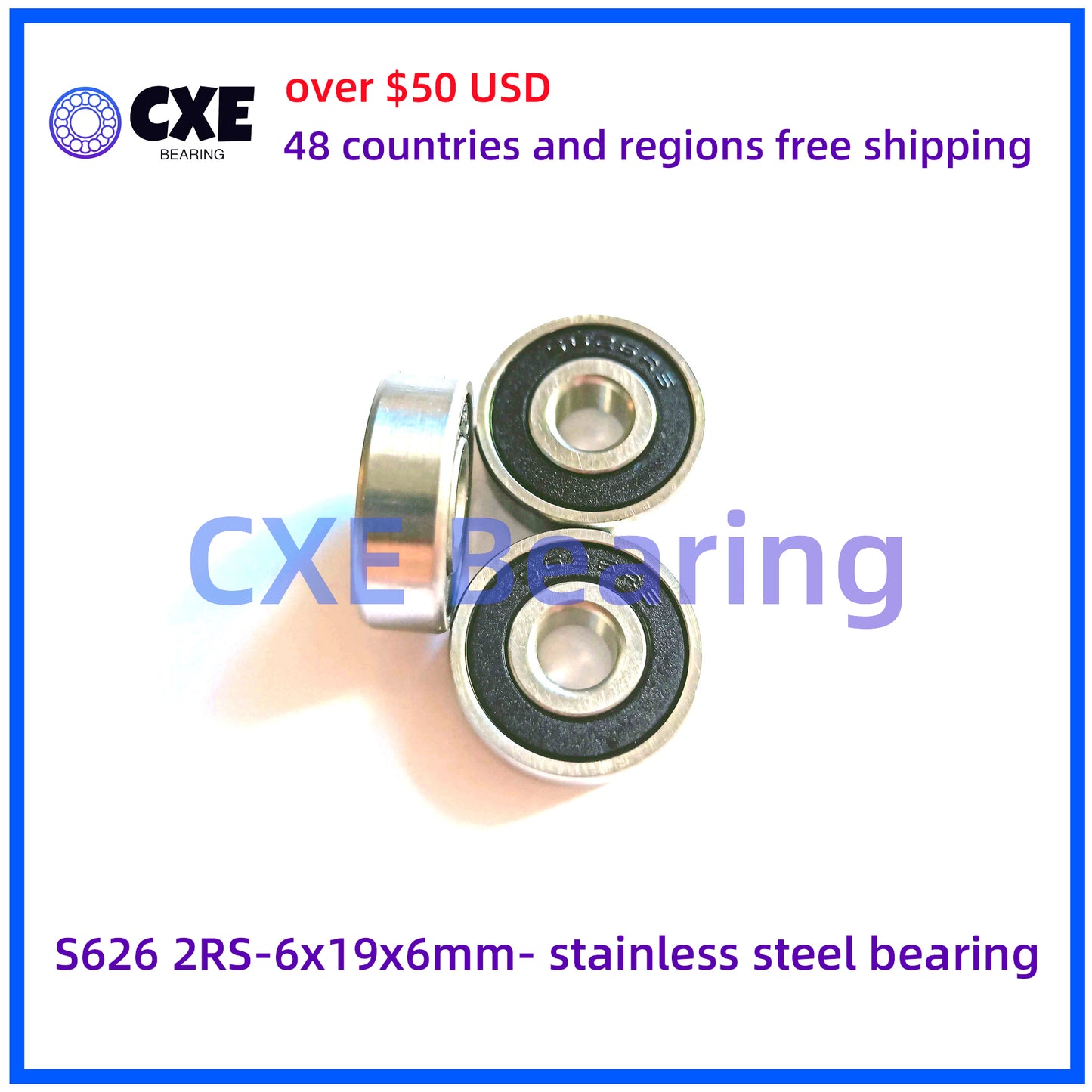 S626 2RS-6x19x6mm- stainless steel bearing