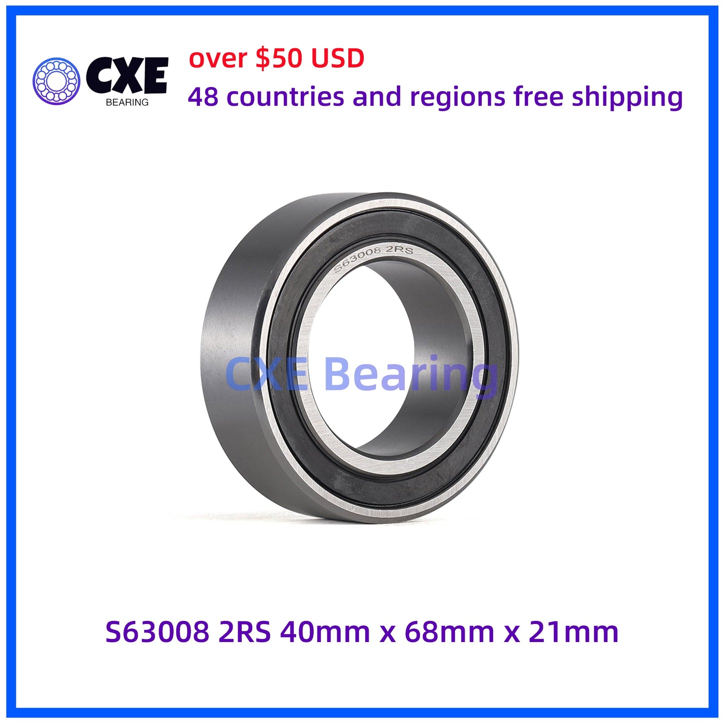 Vòng bi thép không gỉ S63008 2RS 40mm*68mm*21mm