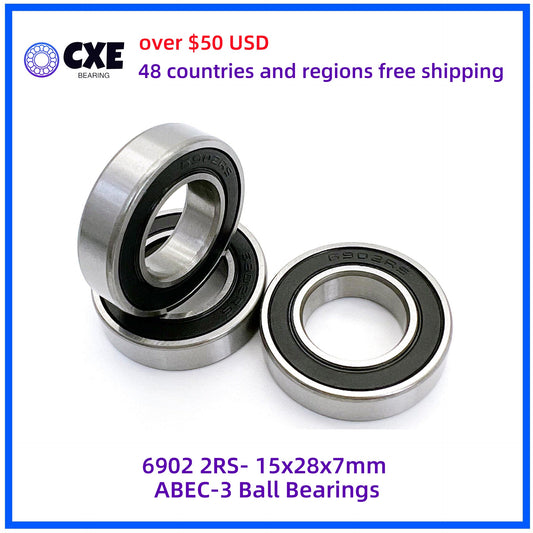 6902 2RS- 15x28x7mm ABEC-3 Ball Bearings