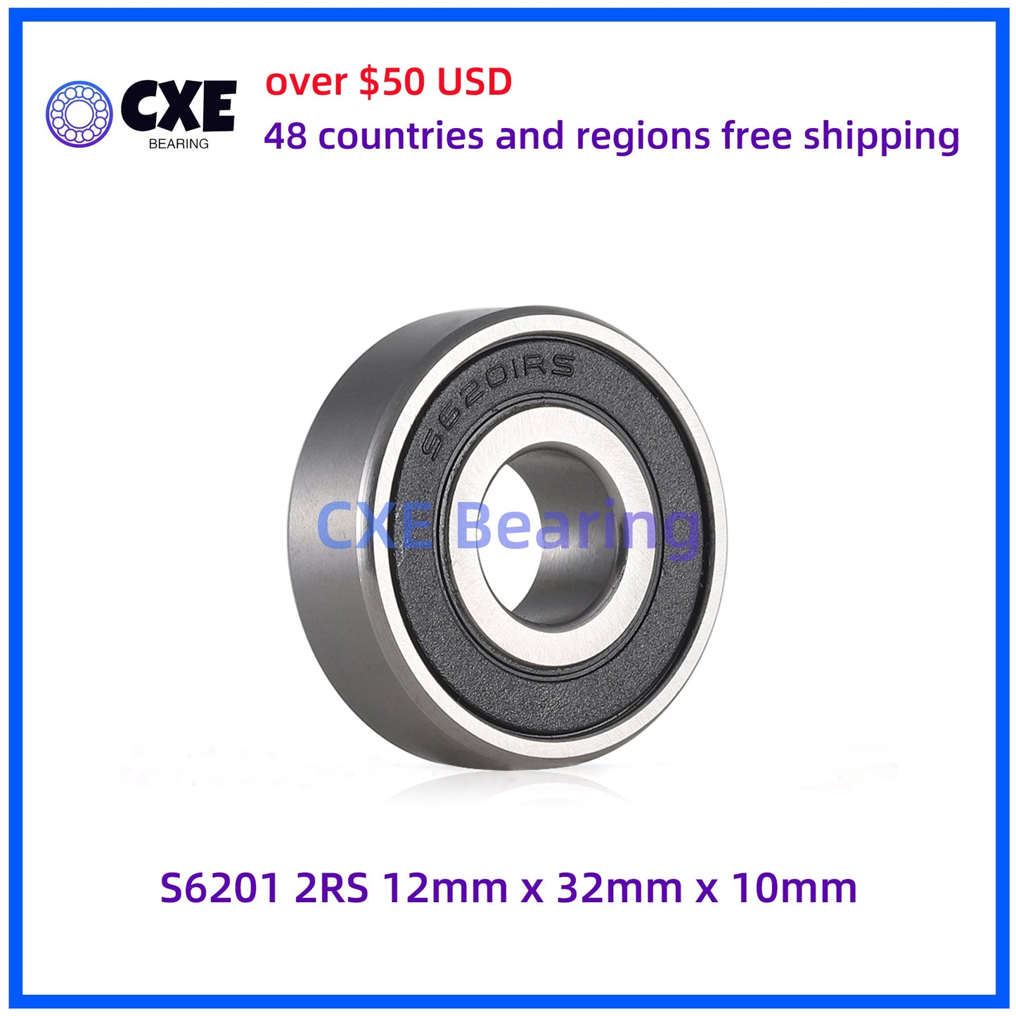 S6201-2RS  12x22x10mm Stainless Steel Bearings