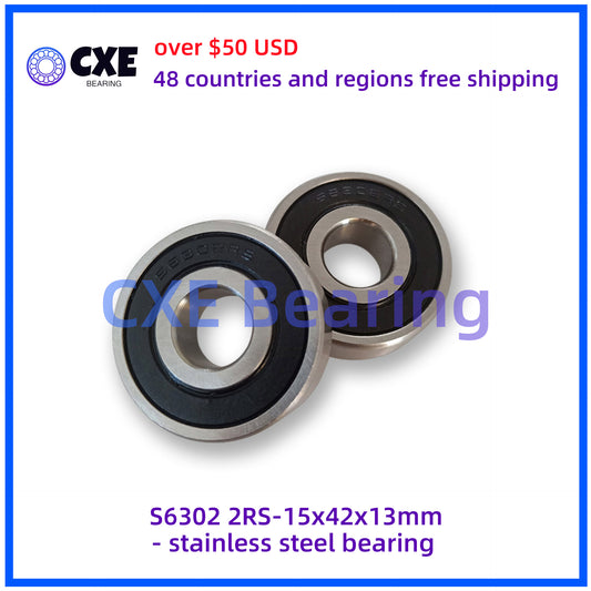 S6302 2RS-15x42x13mm- stainless steel bearing