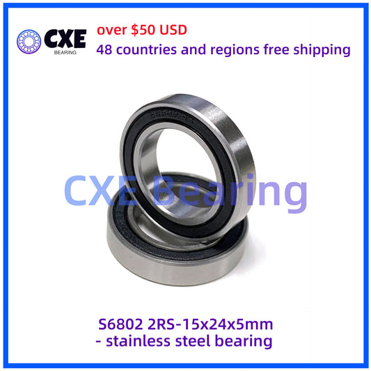 S6802 2RS  15mm*24mm*5mm Stainless Steel Bearings