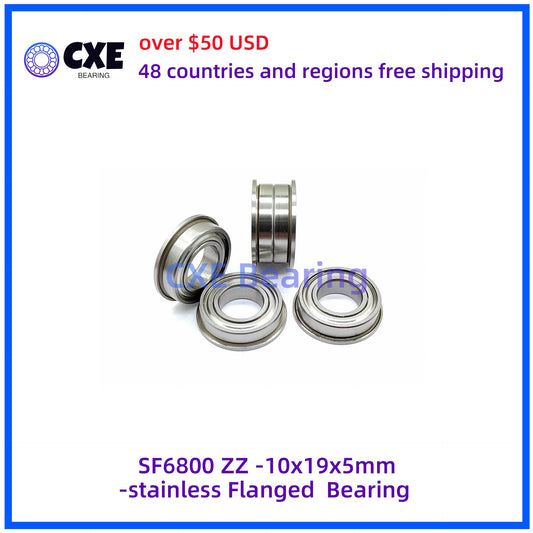 SF6800 ZZ -10x19x5mm-stainless Flanged  Bearing