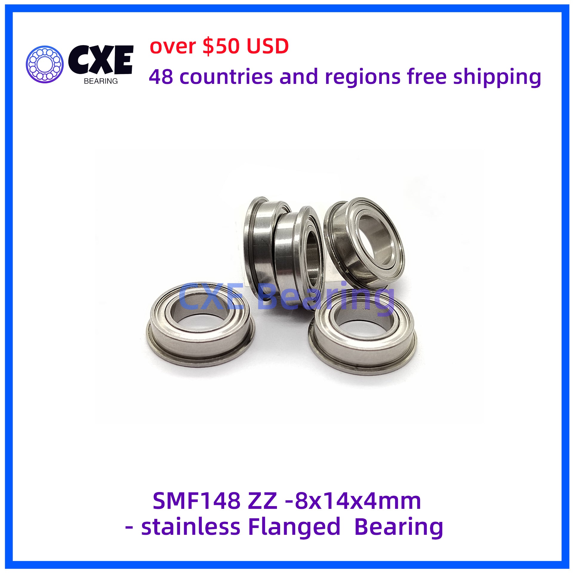 SMF148_ZZ_-8x14x4mm-_stainless_Flanged_Bearing